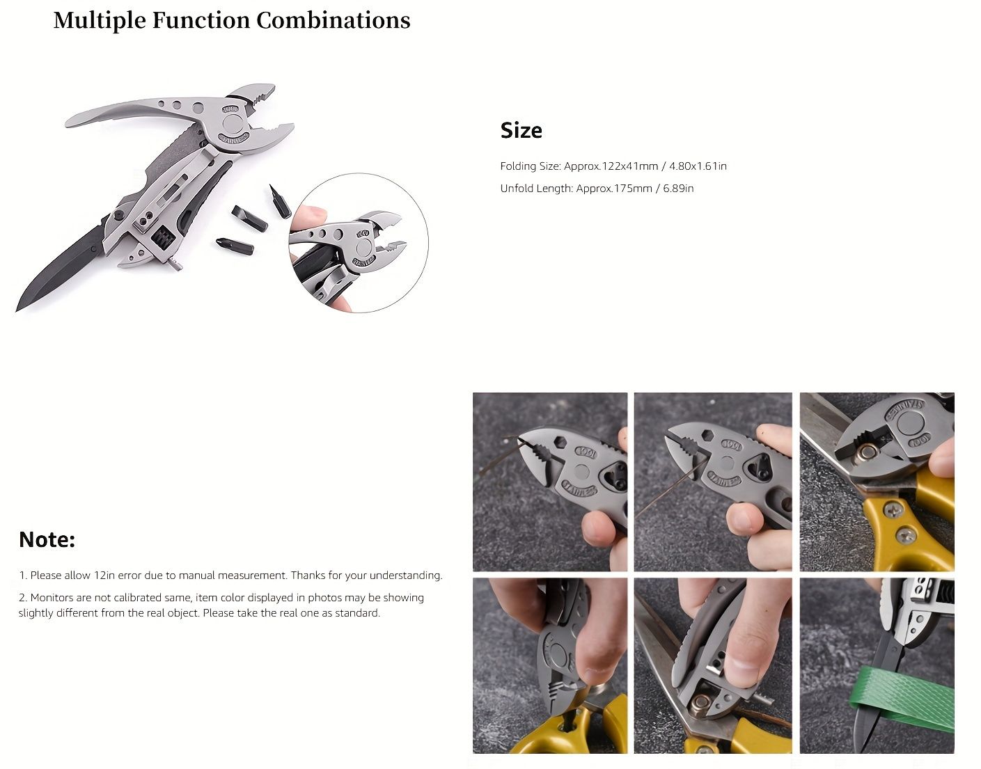 1pc Outdoor Multi-Purpose Tool Pliers, Mini Multi-Purpose Pliers Tool Kit, Stainless Steel Multi-Purpose Tool Pliers, Adjustable Pocket Pliers, Multi-Tool Lightweight Folding Tool, With S2 Batch Head