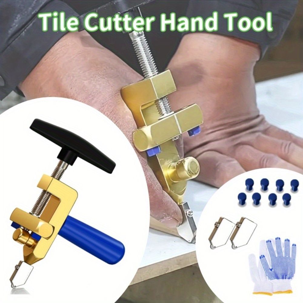 Tile Cutter Hand Tool, 2 in 1 Glass Tile Cutter Breaking Pliers, Manual Tile Cutter with 3 Tungsten Steel Blade, Mirror Cutting Tool for Home DIY Cutting Glass Tile Glazed Ceramic