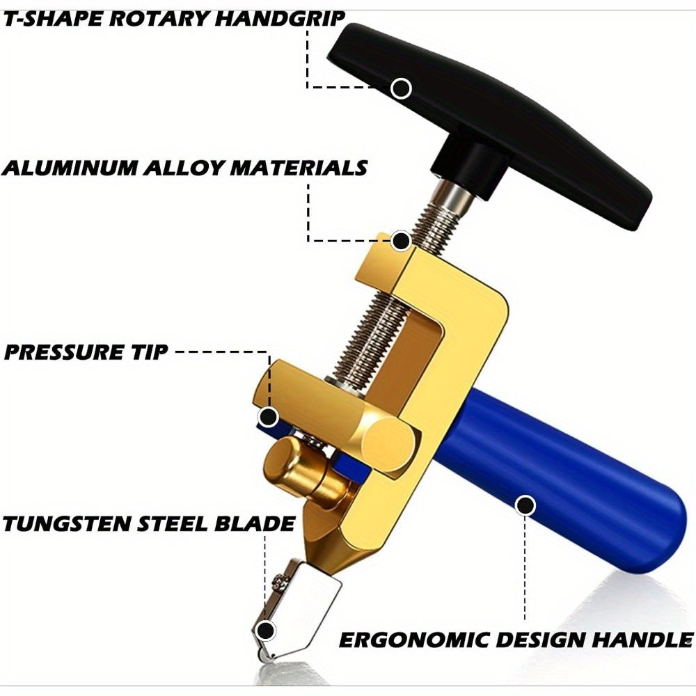 Tile Cutter Hand Tool, 2 in 1 Glass Tile Cutter Breaking Pliers, Manual Tile Cutter with 3 Tungsten Steel Blade, Mirror Cutting Tool for Home DIY Cutting Glass Tile Glazed Ceramic
