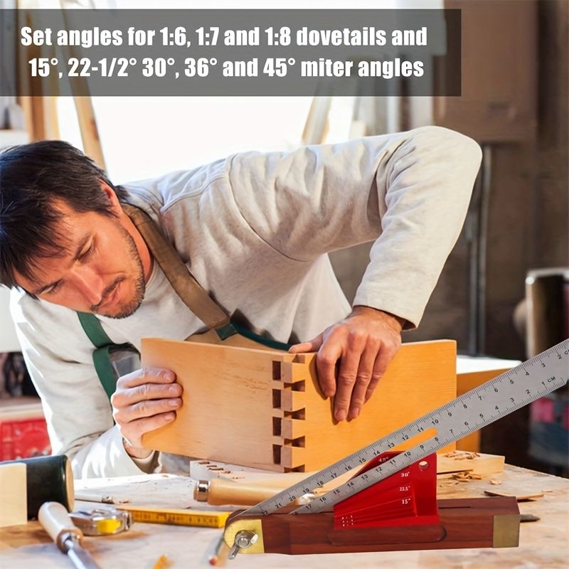 Bevel Gauge Block, Setup Blocks Height Gauge Set, Precision Setup For Router And Table Saw Accessories Woodworking, Angles For 1:6, 1:7 And 1:8 Dovetails, Miter Angles Of 15°, 22-1/2°, 30°, 36°and 45°