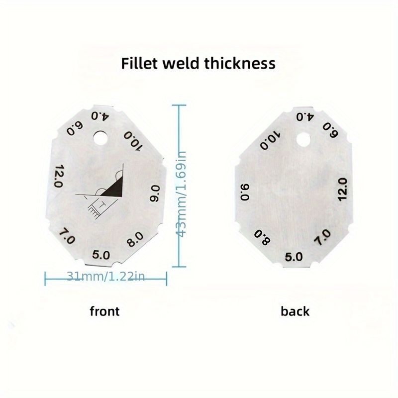 2pcs Stainless Steel Welding Gauge Set, Fillet Weld Leg Size & Thickness Measure Tool, No Battery or Electronic Components - Welding Inspection Ruler Kit