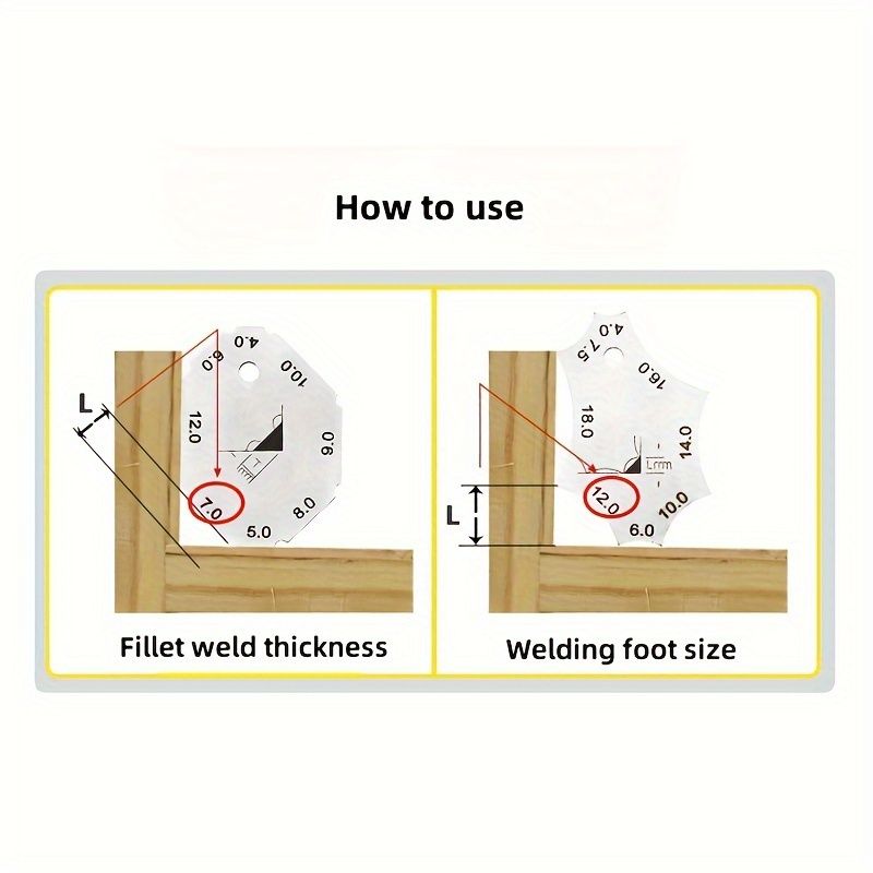 2pcs Stainless Steel Welding Gauge Set, Fillet Weld Leg Size & Thickness Measure Tool, No Battery or Electronic Components - Welding Inspection Ruler Kit