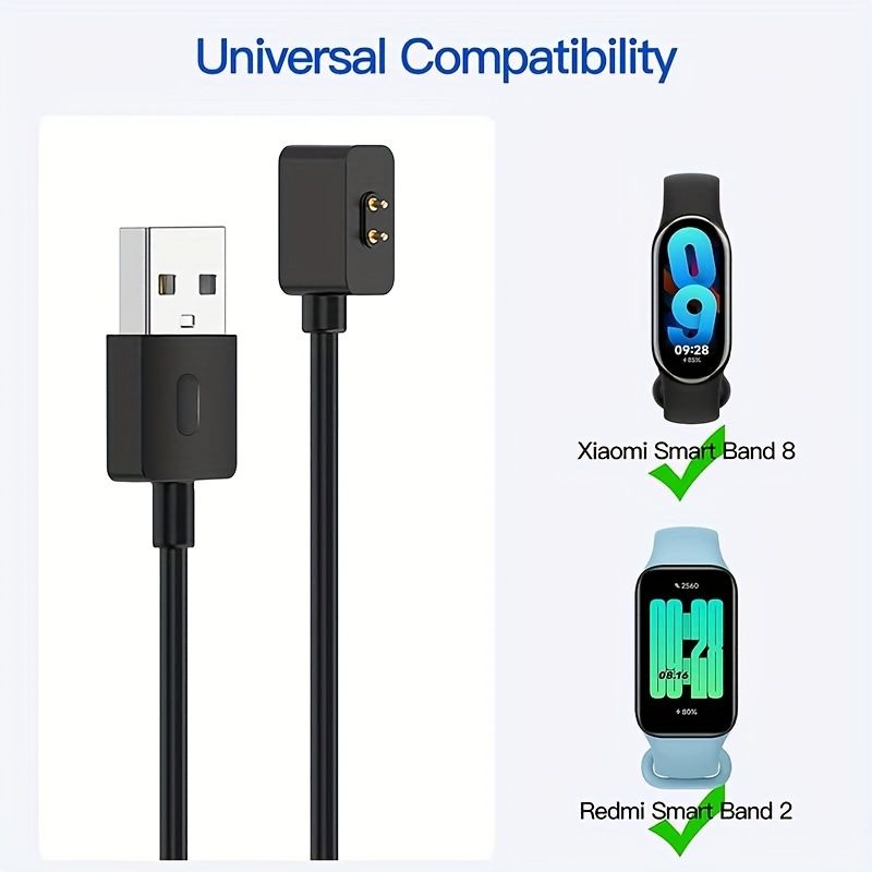 Xiaomi Mi Band 8/ Redmi Band 2 Charger Cable - Smartwatch Cables - Magnetic USB Replacement Charger Cord with Portable Charging Station Dock Accessories for Easy Power Up