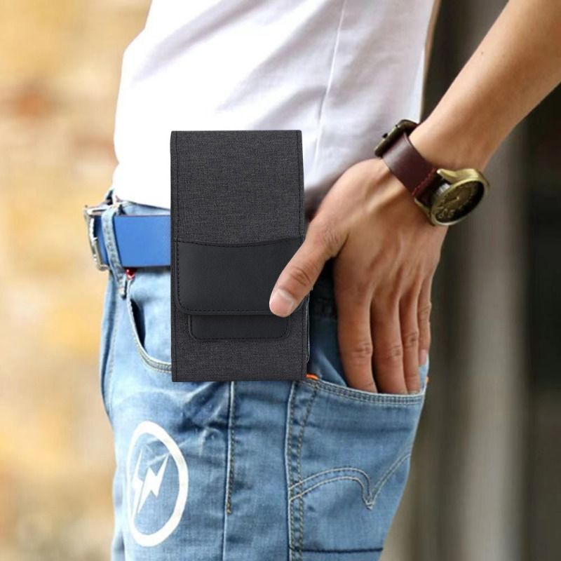 Oxford Fabric Waist Bag Phone Case for iPhone 15 Max, Samsung Flip Cover, Nylon Double-Layer Universal Protective Case