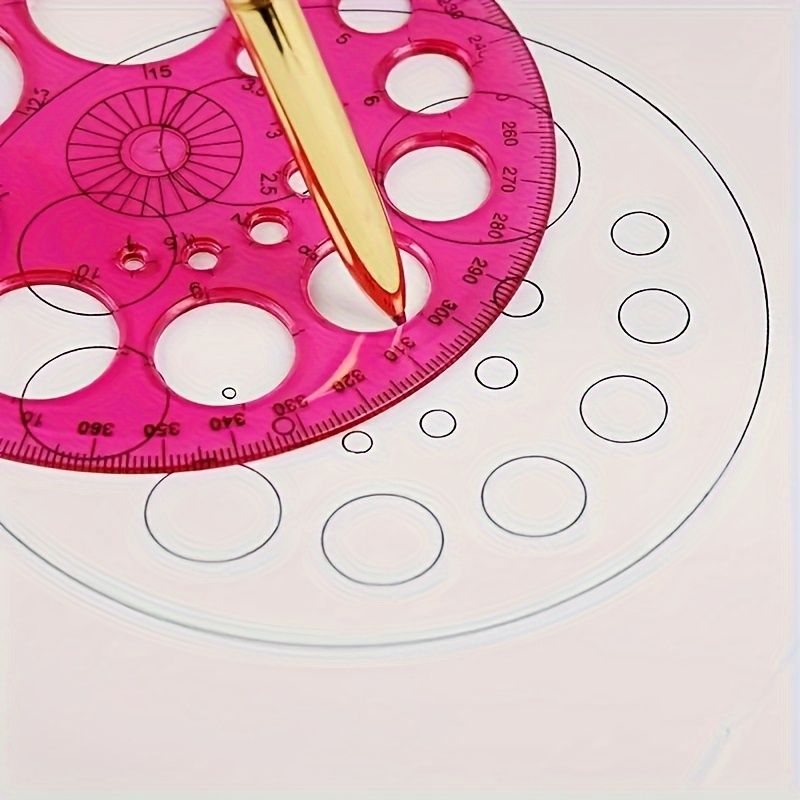 3PCTransparent 360-degree Circular Ruler Template Office Drawing Supplies (Random Color)