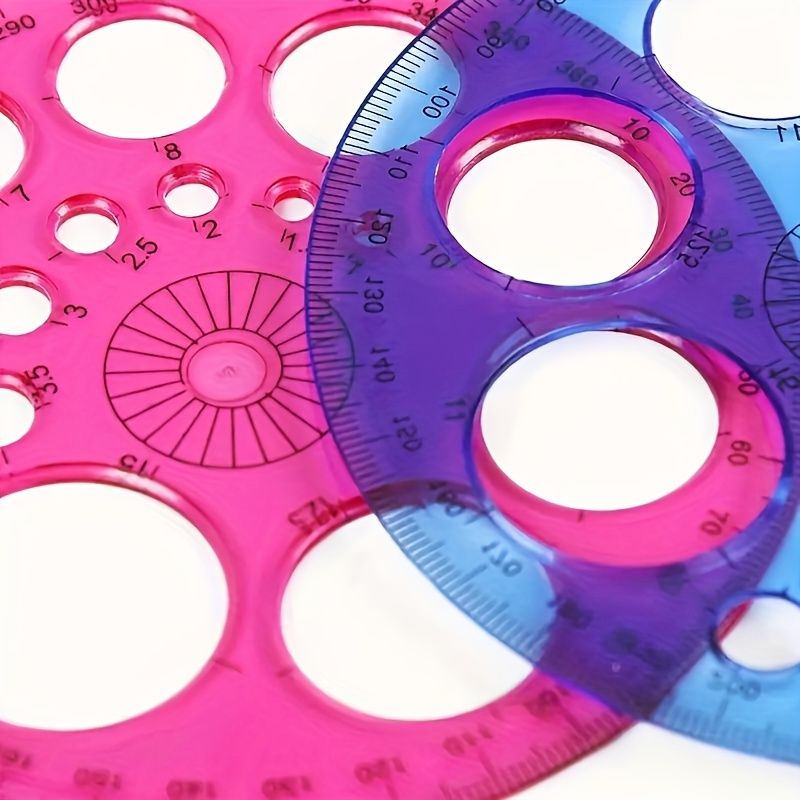 3PCTransparent 360-degree Circular Ruler Template Office Drawing Supplies (Random Color)