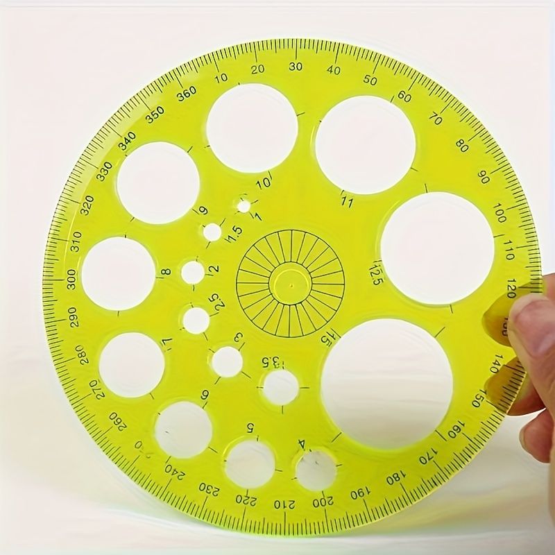 3PCTransparent 360-degree Circular Ruler Template Office Drawing Supplies (Random Color)