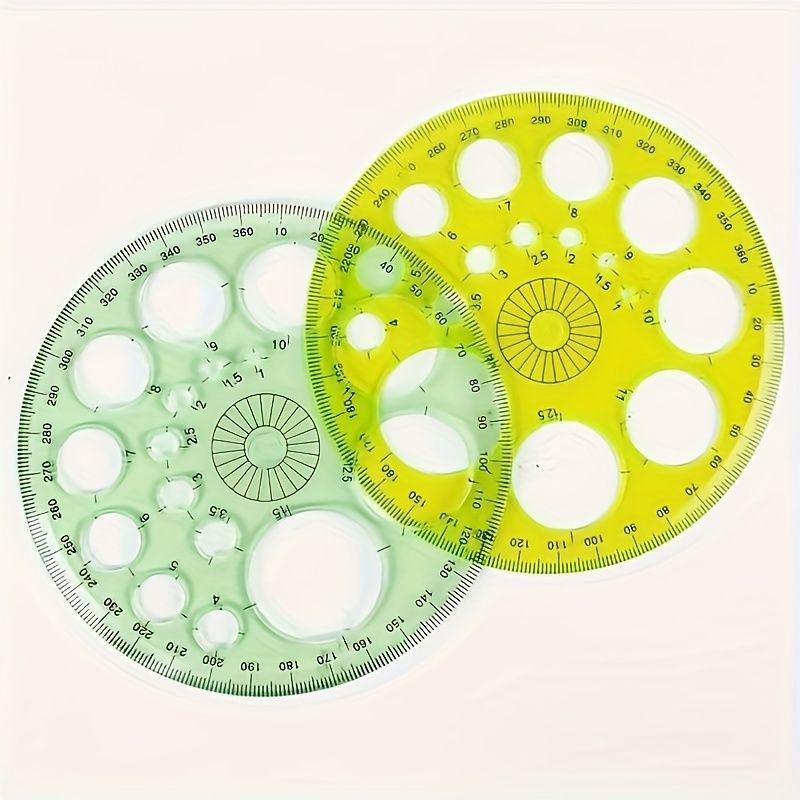 3PCTransparent 360-degree Circular Ruler Template Office Drawing Supplies (Random Color)
