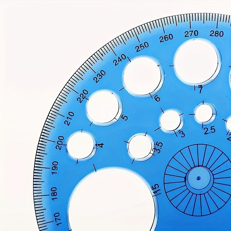 3PCTransparent 360-degree Circular Ruler Template Office Drawing Supplies (Random Color)