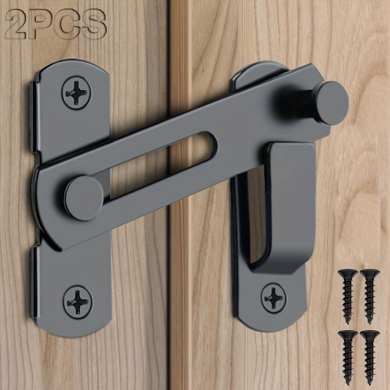 2pcs Stainless Steel Barn Door Locks - 180 Degree Flip Sliding Design, Durable for Pet Doors, Garage, Bathroom, Window, Outdoor Use, Non-Electric, Commercial Grade, for Home Security / Safety Enhancem