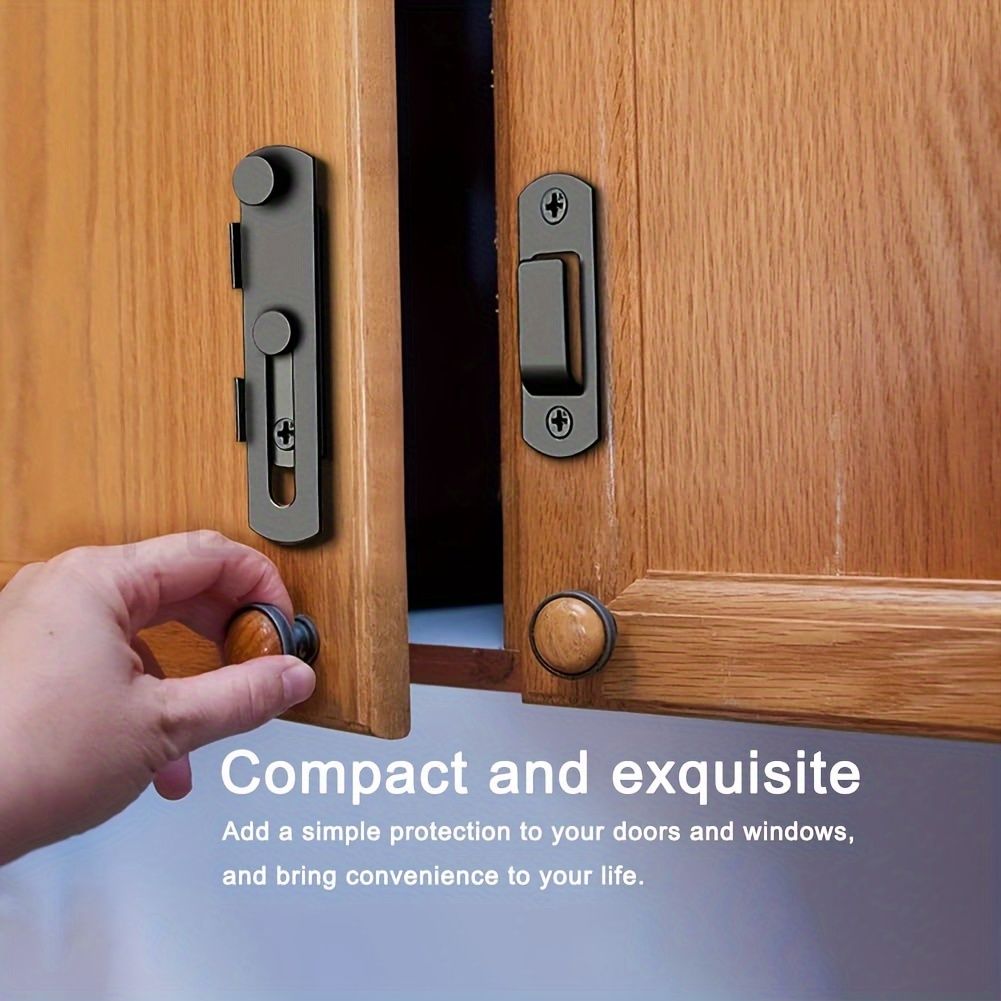 2pcs Stainless Steel Barn Door Locks - 180 Degree Flip Sliding Design, Durable for Pet Doors, Garage, Bathroom, Window, Outdoor Use, Non-Electric, Commercial Grade, for Home Security / Safety Enhancem
