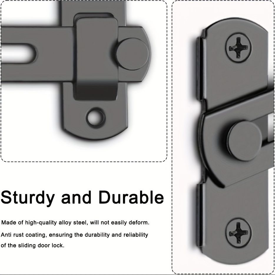 2pcs Stainless Steel Barn Door Locks - 180 Degree Flip Sliding Design, Durable for Pet Doors, Garage, Bathroom, Window, Outdoor Use, Non-Electric, Commercial Grade, for Home Security / Safety Enhancem