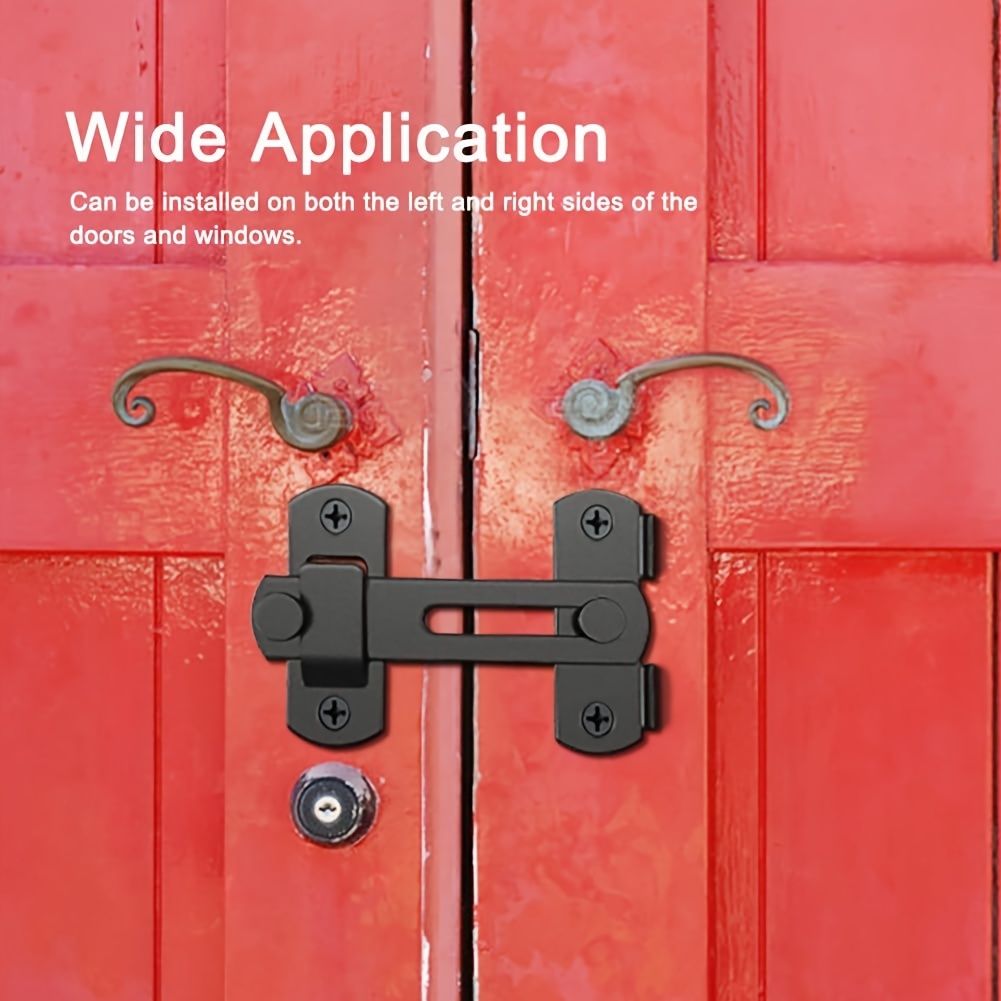 2pcs Stainless Steel Barn Door Locks - 180 Degree Flip Sliding Design, Durable for Pet Doors, Garage, Bathroom, Window, Outdoor Use, Non-Electric, Commercial Grade, for Home Security / Safety Enhancem