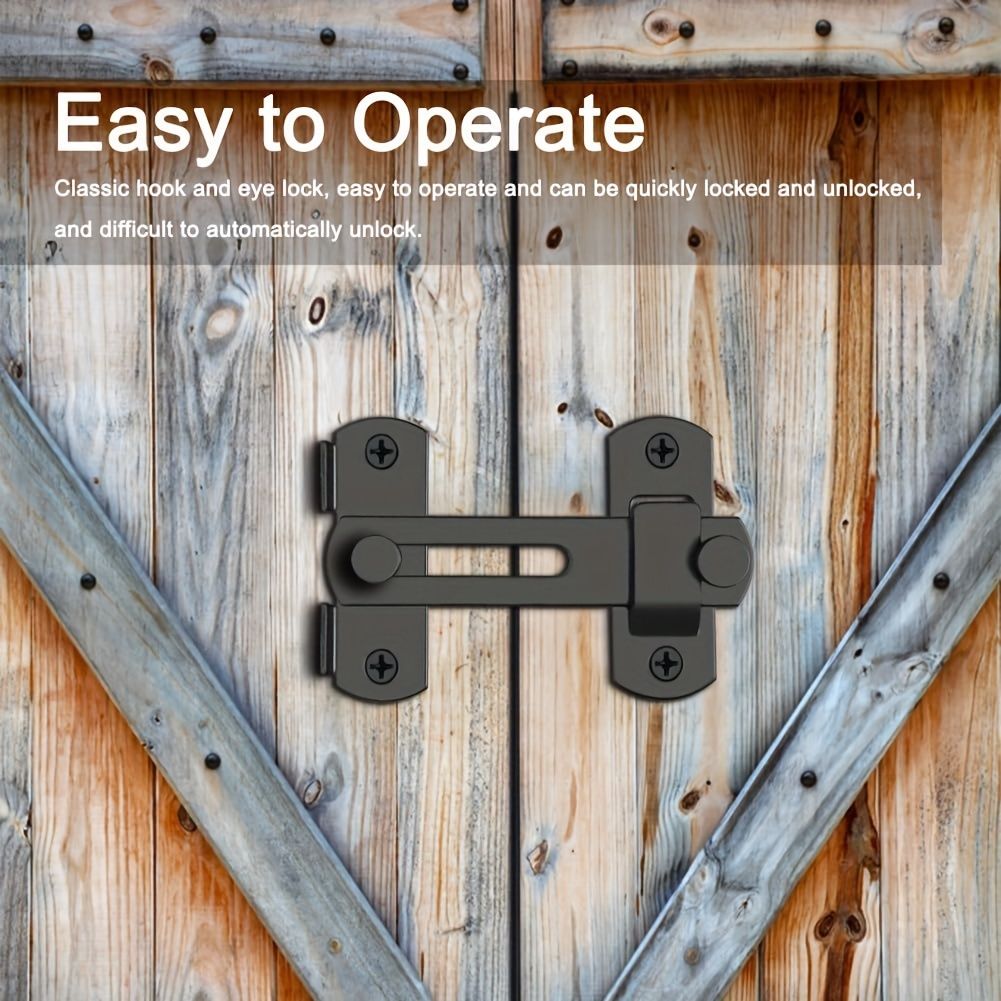 2pcs Stainless Steel Barn Door Locks - 180 Degree Flip Sliding Design, Durable for Pet Doors, Garage, Bathroom, Window, Outdoor Use, Non-Electric, Commercial Grade, for Home Security / Safety Enhancem