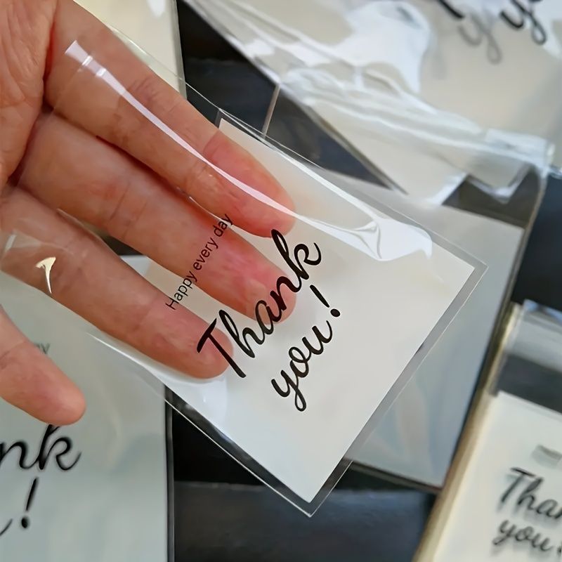 Thank You Printing Small Gift Bag, Plastic Transparent Storage Bag, Happy Every Day Small Bag, Self-sealing Opp Bag Organizer, Jewelry Gift Packaging Bag