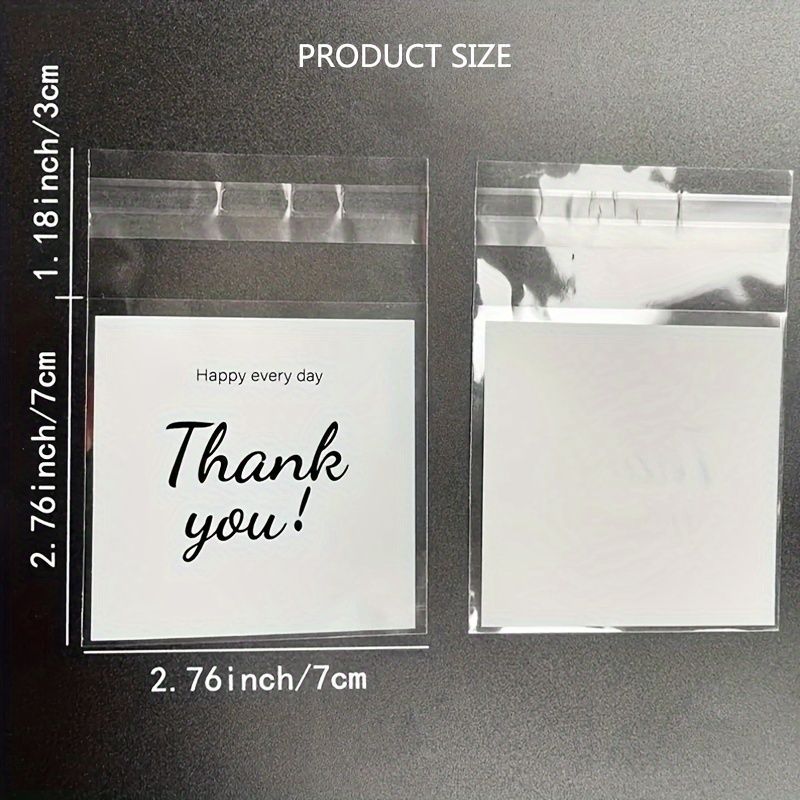 Thank You Printing Small Gift Bag, Plastic Transparent Storage Bag, Happy Every Day Small Bag, Self-sealing Opp Bag Organizer, Jewelry Gift Packaging Bag