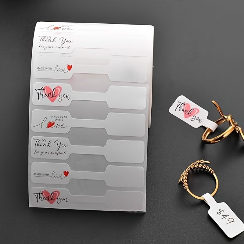 500/1000pcs Jewelry Price Tag Set - 4 Unique Designs, Self-Adhesive Rectangular Labels for Necklaces, Bracelets & Rings Display