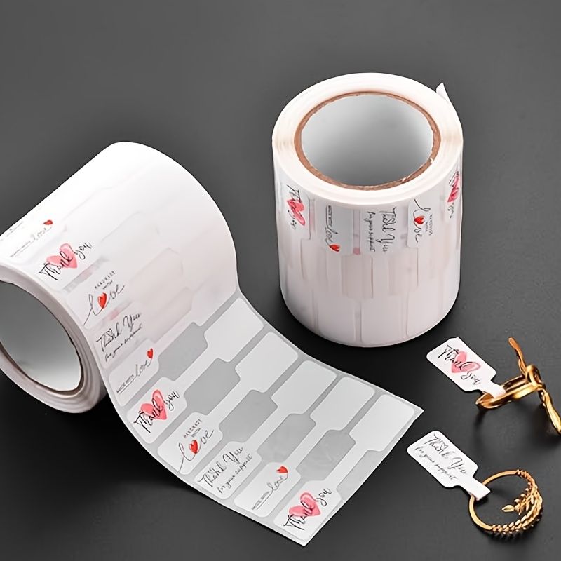 500/1000pcs Jewelry Price Tag Set - 4 Unique Designs, Self-Adhesive Rectangular Labels for Necklaces, Bracelets & Rings Display