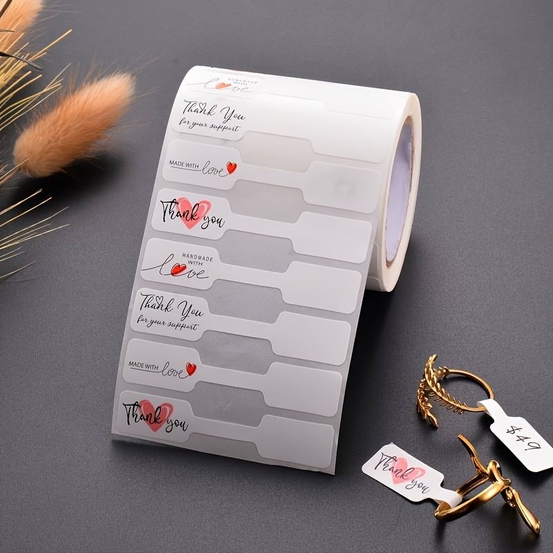 500/1000pcs Jewelry Price Tag Set - 4 Unique Designs, Self-Adhesive Rectangular Labels for Necklaces, Bracelets & Rings Display