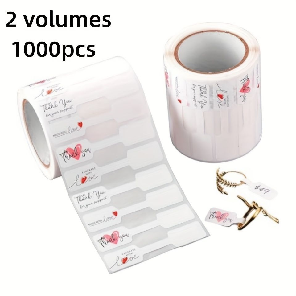 500/1000pcs Jewelry Price Tag Set - 4 Unique Designs, Self-Adhesive Rectangular Labels for Necklaces, Bracelets & Rings Display