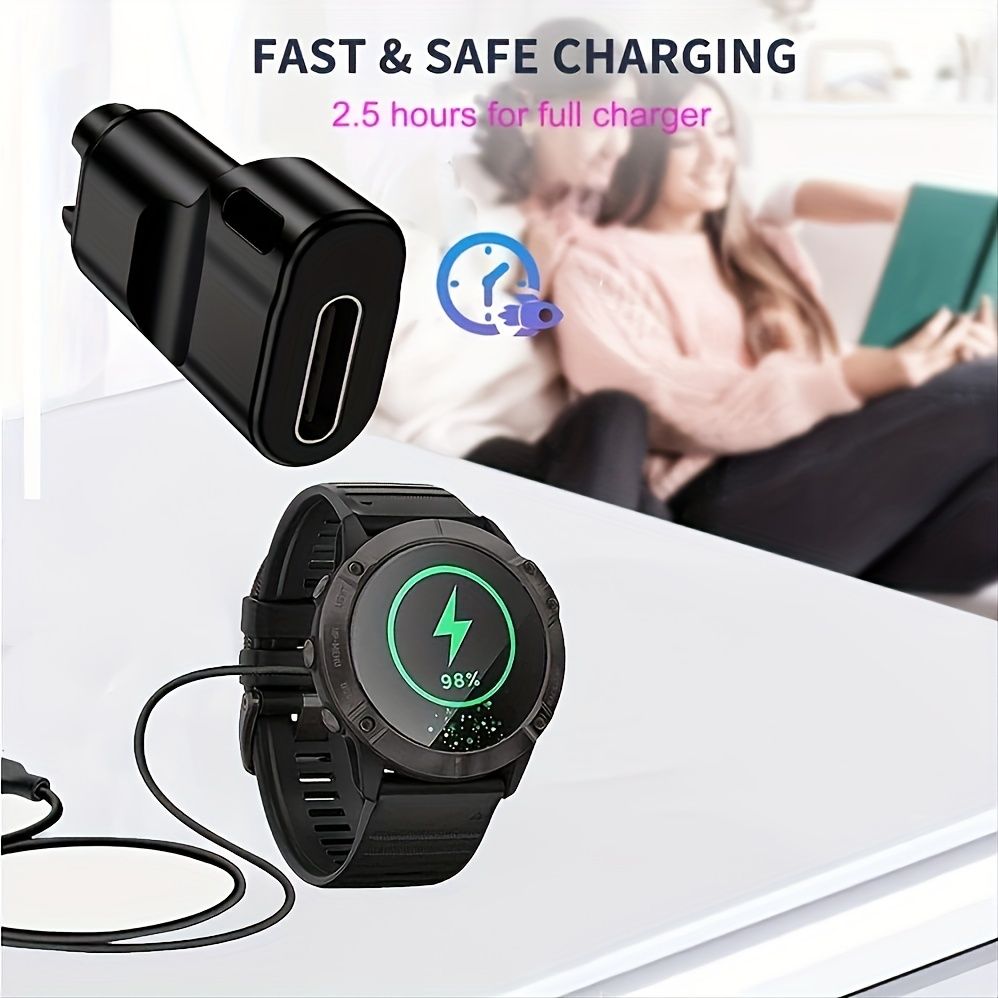 1PC Universal Garmin Watch Charger Adapter for Fenix 7/7S/7X, 6S/6/6X, 5S/5/5X, Instinct 1/2/2S/Tide/Tactical, Forerunner, Vivomove, Vivoactive, Venu Series and More - Type-C Compatible