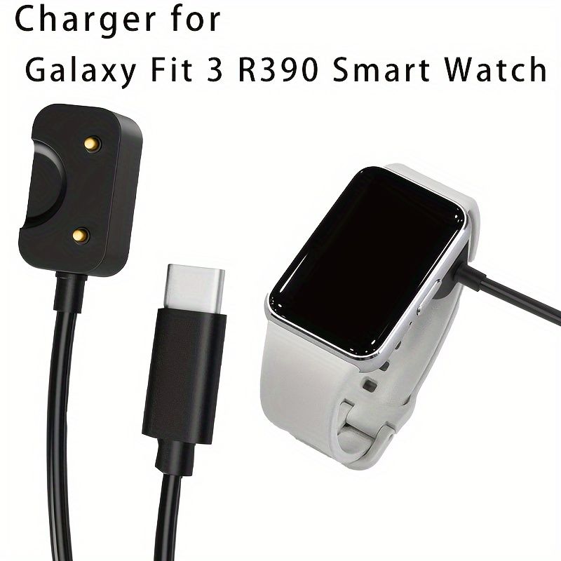 Charging Cable for Galaxy Fit 3 Smartwatch - Magnetic USB/Type-C Adapter, Flat Design, Cat5e Ethernet Compatible, Black