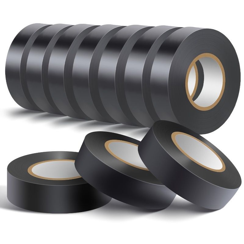10pcs PVC Electrical Insulation Tape - Strong Adhesive, Heat & Weather Resistant, Moisture-Proof, Durable, for Wiring, Racket Grips & Home Use, Material: PVC, Ideal for Various Applications