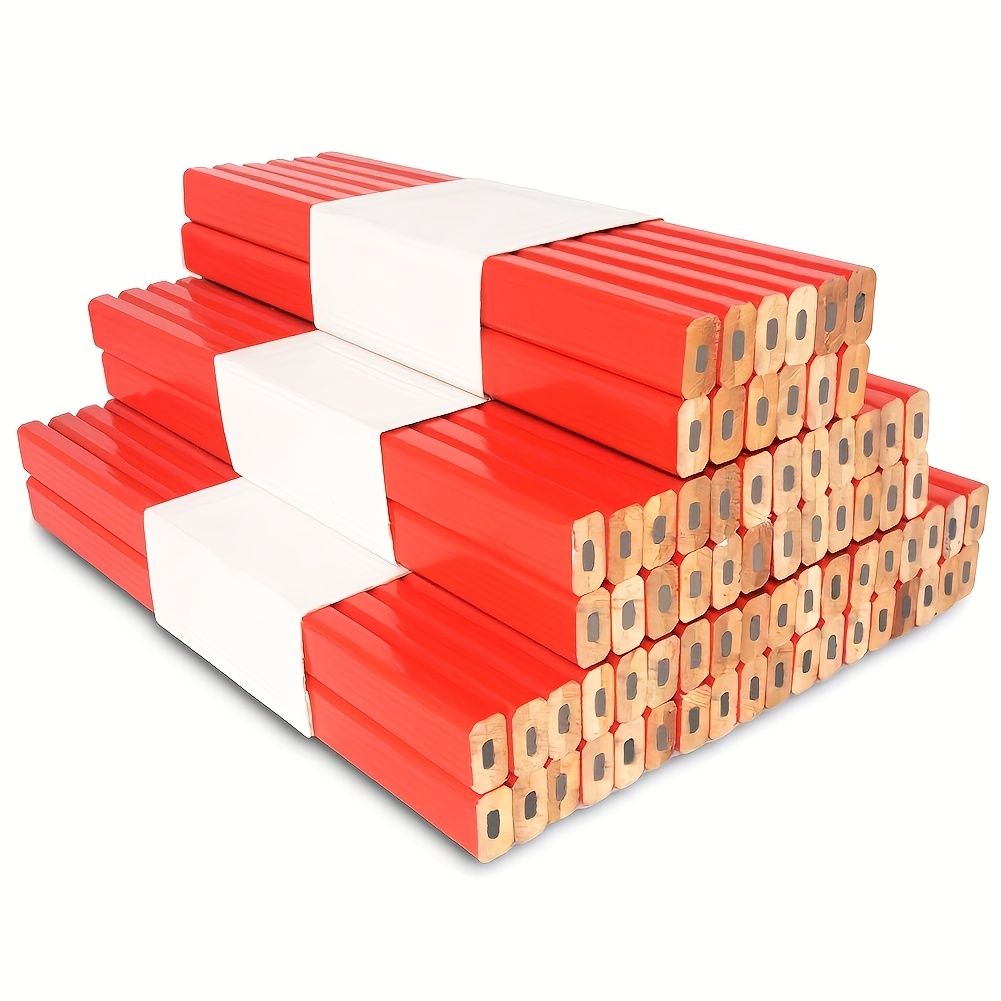 10-Pack Carpenter'S Pencils - Flat Octagonal Wooden Pencils for Woodworking, ≥2mm Wire Diameter, Durable Wood Material, Black Lead