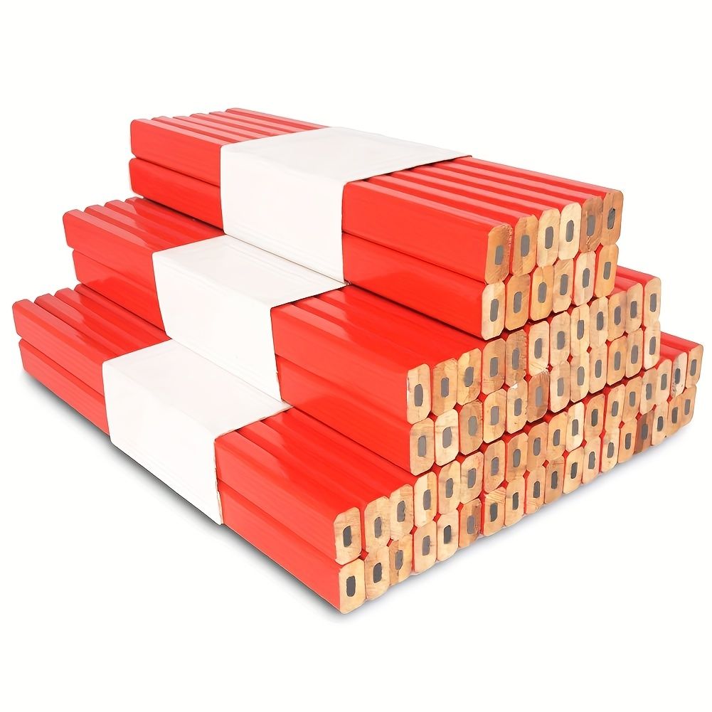 10-Pack Carpenter'S Pencils - Flat Octagonal Wooden Pencils for Woodworking, ≥2mm Wire Diameter, Durable Wood Material, Black Lead