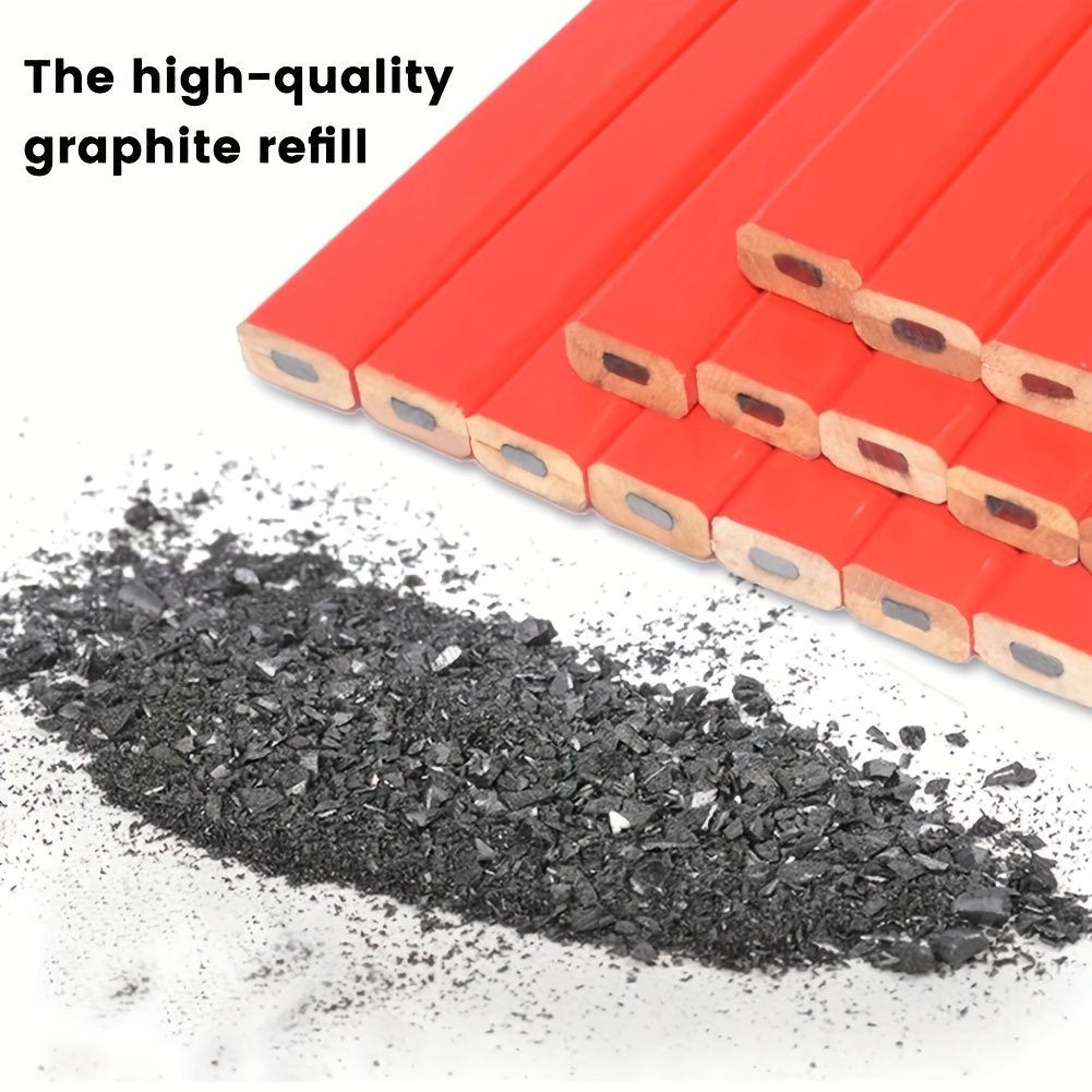 10-Pack Carpenter'S Pencils - Flat Octagonal Wooden Pencils for Woodworking, ≥2mm Wire Diameter, Durable Wood Material, Black Lead