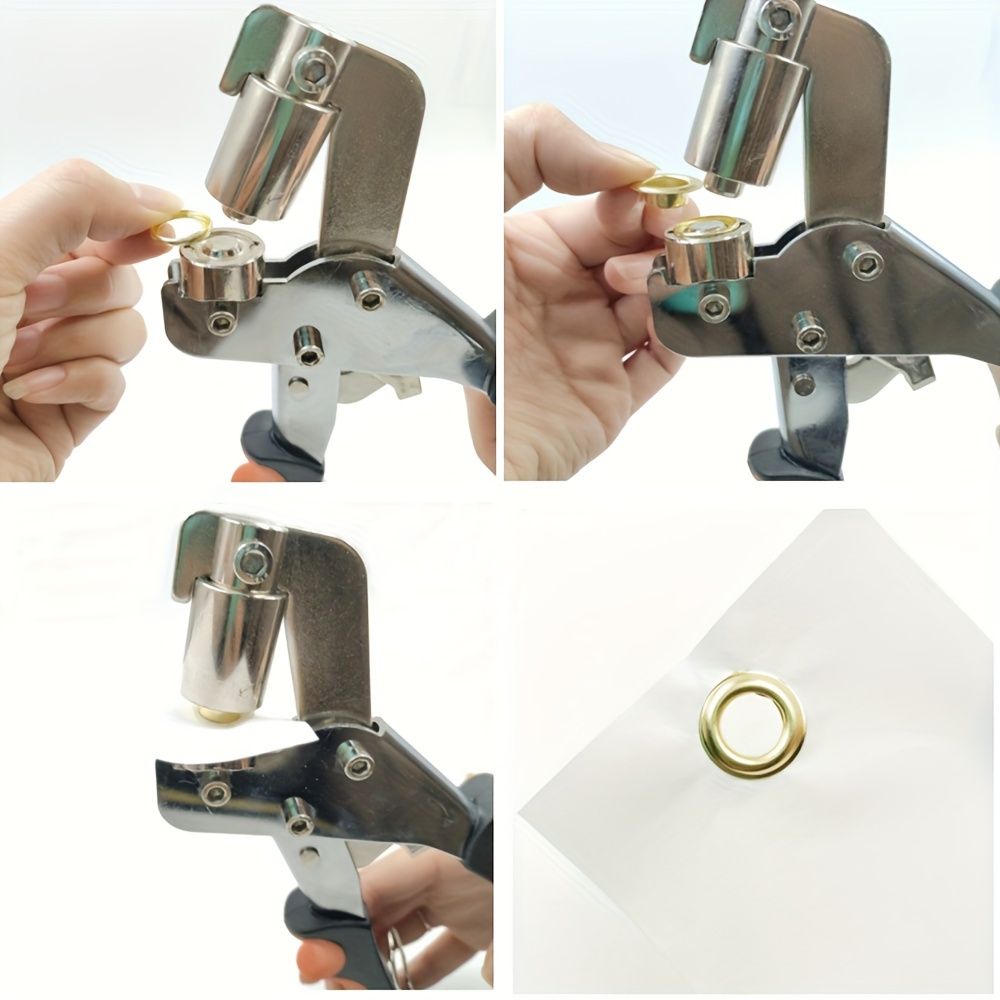 100Sets 10mm Rings Complete Eyelet Punch Set - Ideal for DIY Tarpaulin, Faux Leather & Waterproof Fabric Projects, Sewing & Crafting Essentials