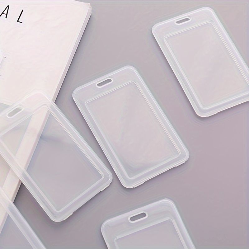 10-Pack White Transparent Plastic Waterproof Flip-Top ID Card Holder, Student Card Bus Card Protector, Office Supplies, Durable Card Case for Daily Use