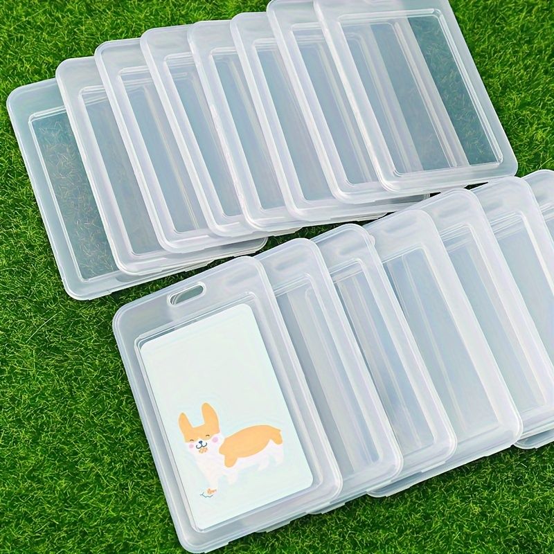 10-Pack White Transparent Plastic Waterproof Flip-Top ID Card Holder, Student Card Bus Card Protector, Office Supplies, Durable Card Case for Daily Use