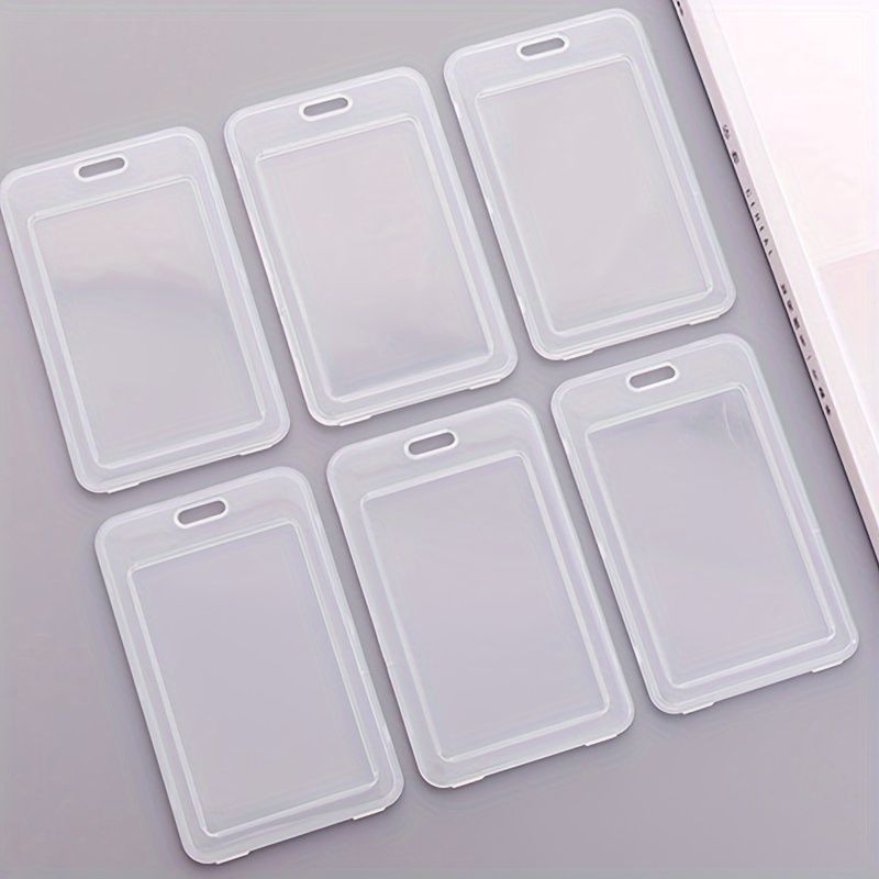 10-Pack White Transparent Plastic Waterproof Flip-Top ID Card Holder, Student Card Bus Card Protector, Office Supplies, Durable Card Case for Daily Use