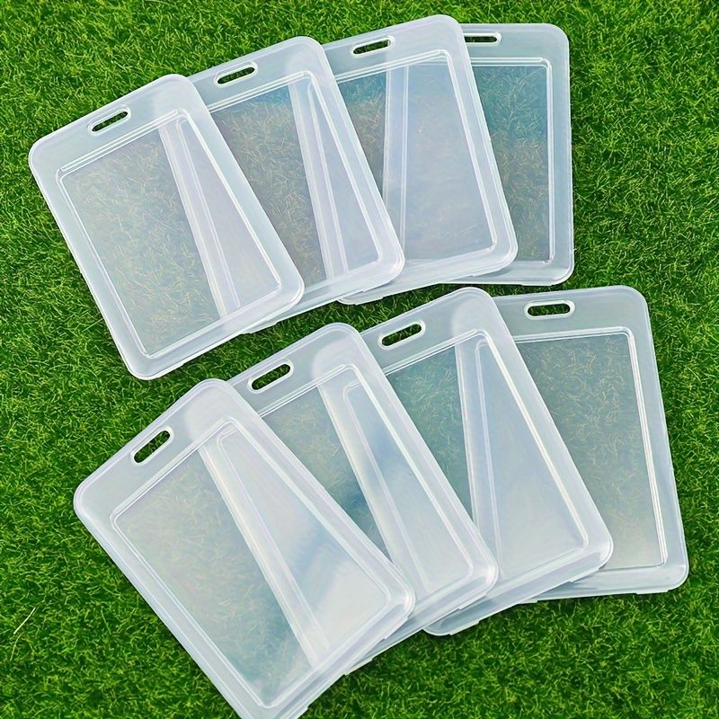 10-Pack White Transparent Plastic Waterproof Flip-Top ID Card Holder, Student Card Bus Card Protector, Office Supplies, Durable Card Case for Daily Use