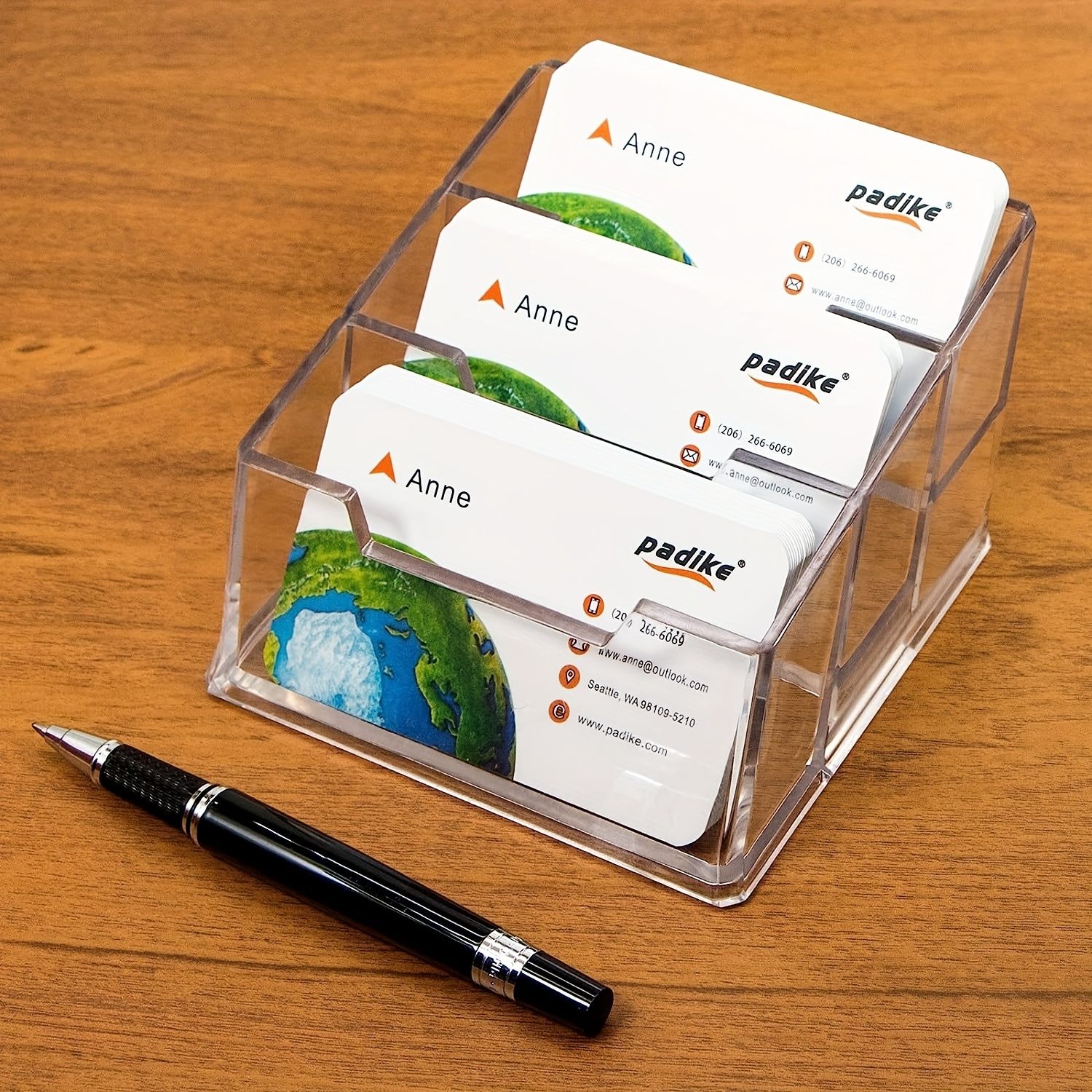 Acrylic Business Card Holder Transparent Business Card Holder, 3 Layers Of High-grade Acrylic Transparent Business Card Holder