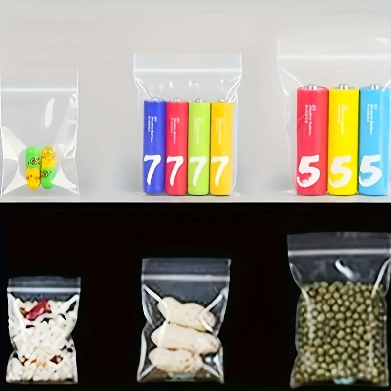 100pcs Reusable Transparent Ziplock Bags in 3 Sizes - Self-Sealing, Anti-Aging for Jewelry & Small Items Packaging - Ideal for Daily Office Use & Small Business Supplies
