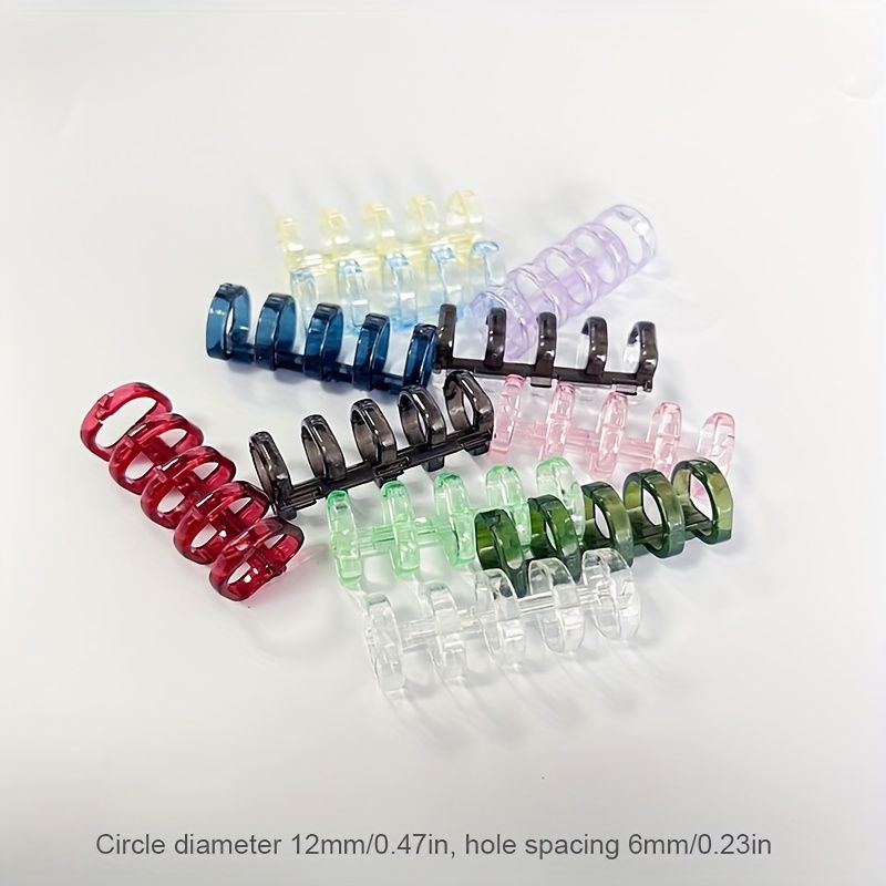 20/40PC Assorted Colors 5-Hole Plastic Binder Rings - Detachable Coil Clips for Loose Leaf Paper, Office Supplies