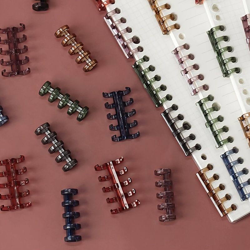 20/40PC Assorted Colors 5-Hole Plastic Binder Rings - Detachable Coil Clips for Loose Leaf Paper, Office Supplies