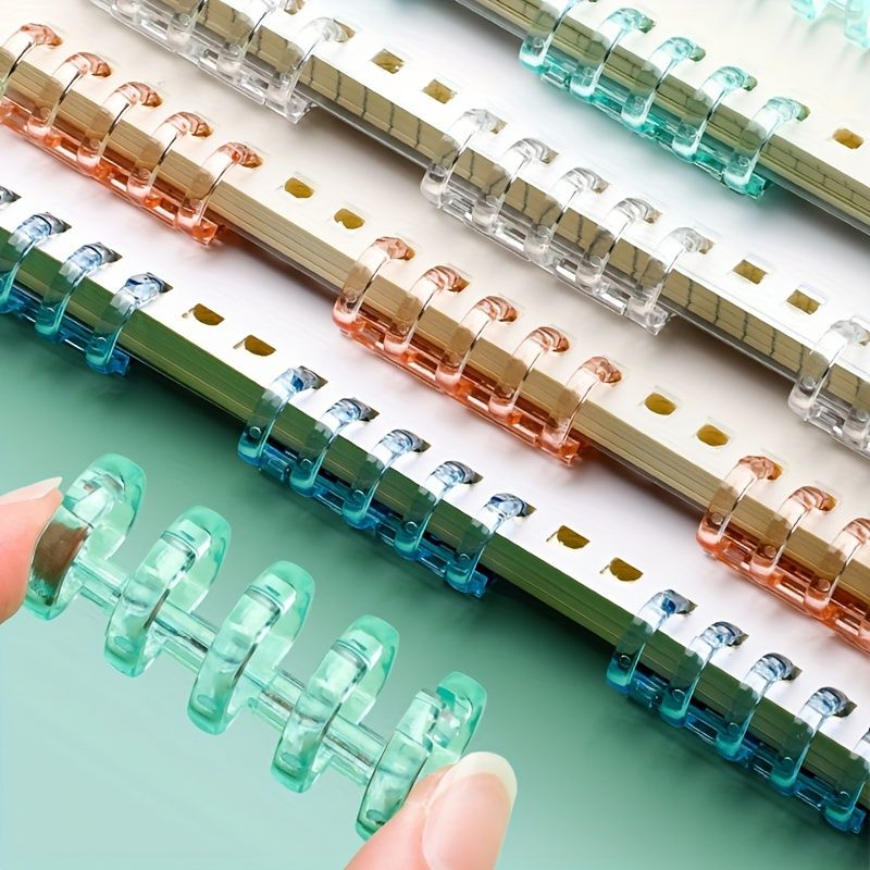 20/40PC Assorted Colors 5-Hole Plastic Binder Rings - Detachable Coil Clips for Loose Leaf Paper, Office Supplies