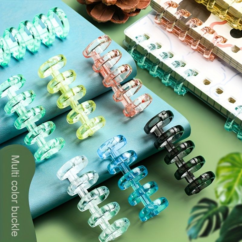 20/40PC Assorted Colors 5-Hole Plastic Binder Rings - Detachable Coil Clips for Loose Leaf Paper, Office Supplies