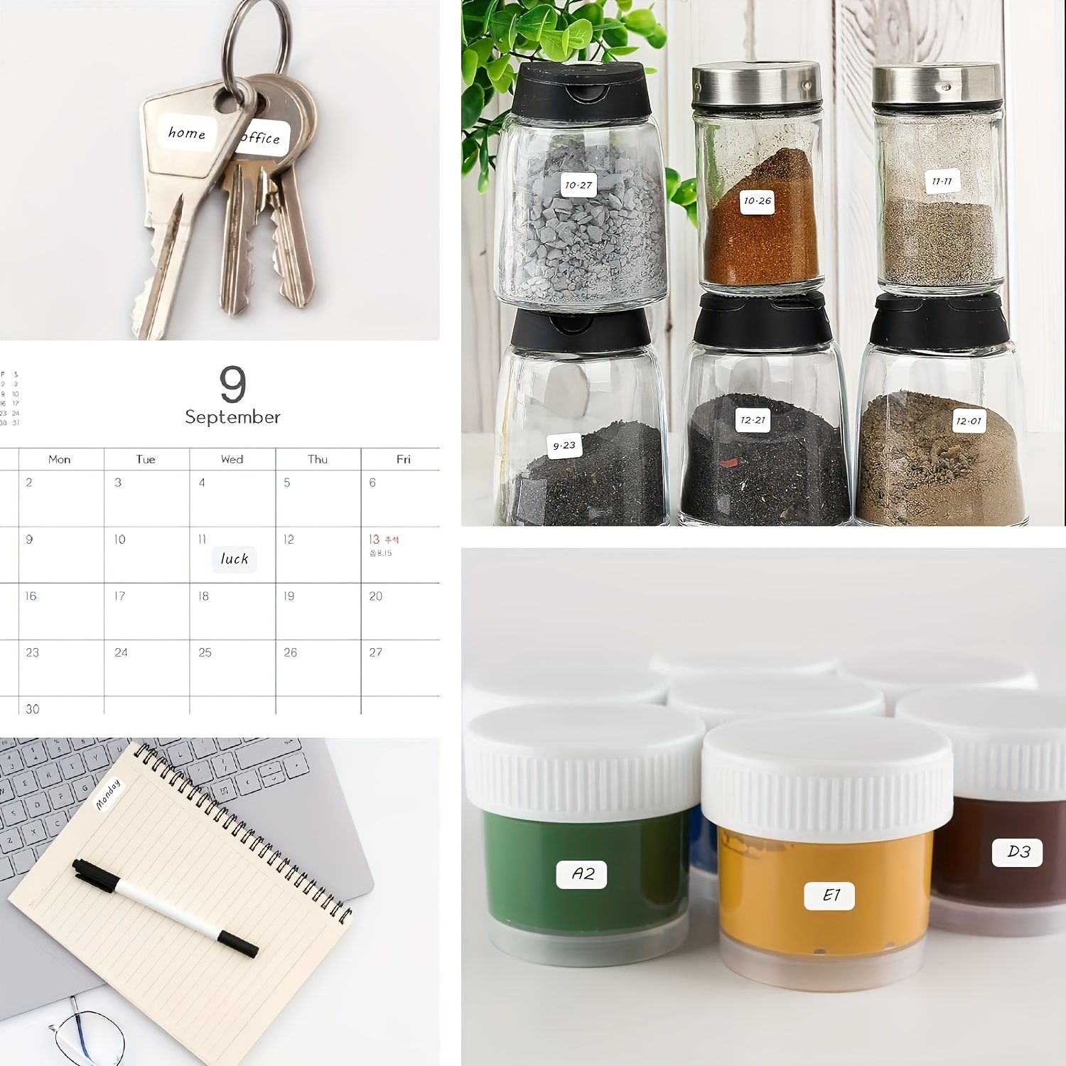 2700 Pcs All-Purpose Self-Adhesive Labels - Small Plastic Writable Stickers for Jars, Storage, Boxes, Folders, Envelopes, 13x9 mm - White Price Tags