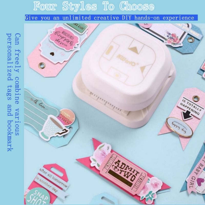 1pc 4in 1 Paper Punch, Multifunctional Embossing Punches, Journal Planner DIY Corner Cutter, Notebook Stationary Cutting Tool
