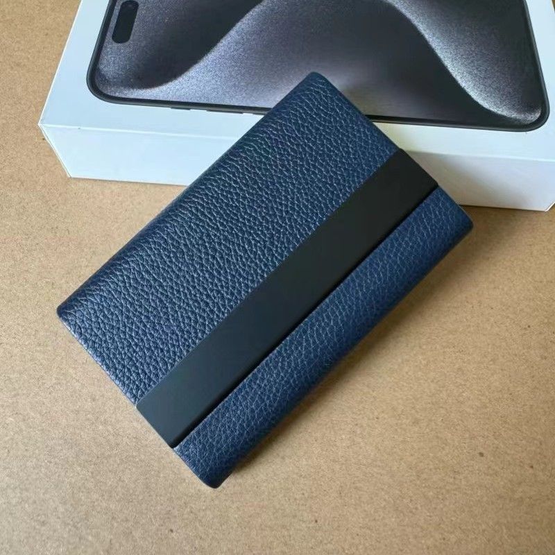 (Genuine Leather) Titanium Black Metal Business Card Case Men's Business Card Holder Business Creative Business Card Case Bank Card Bag