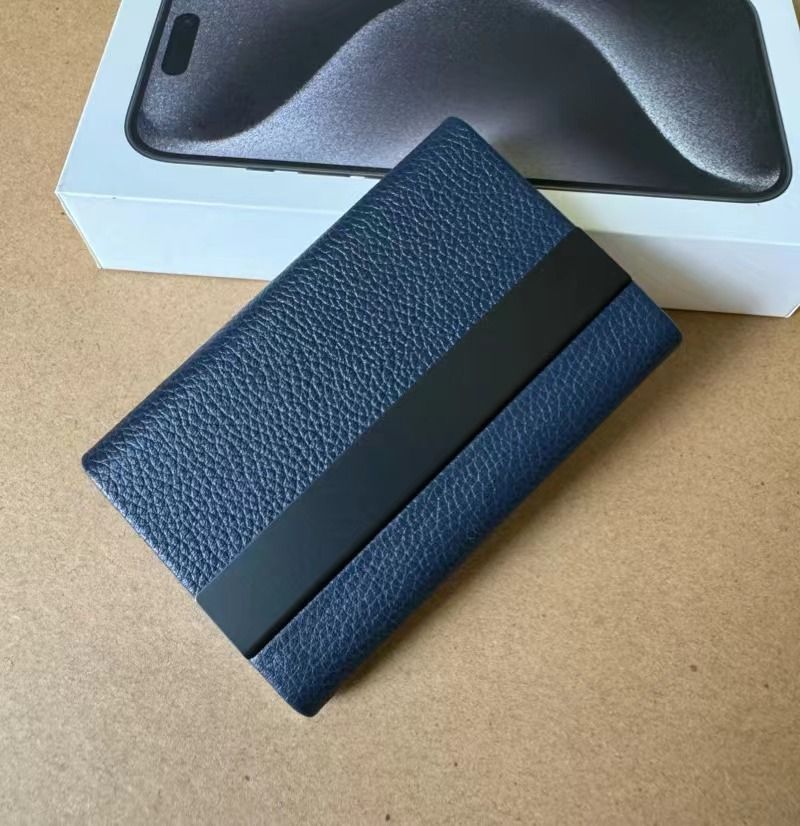 (Genuine Leather) Titanium Black Metal Business Card Case Men's Business Card Holder Business Creative Business Card Case Bank Card Bag