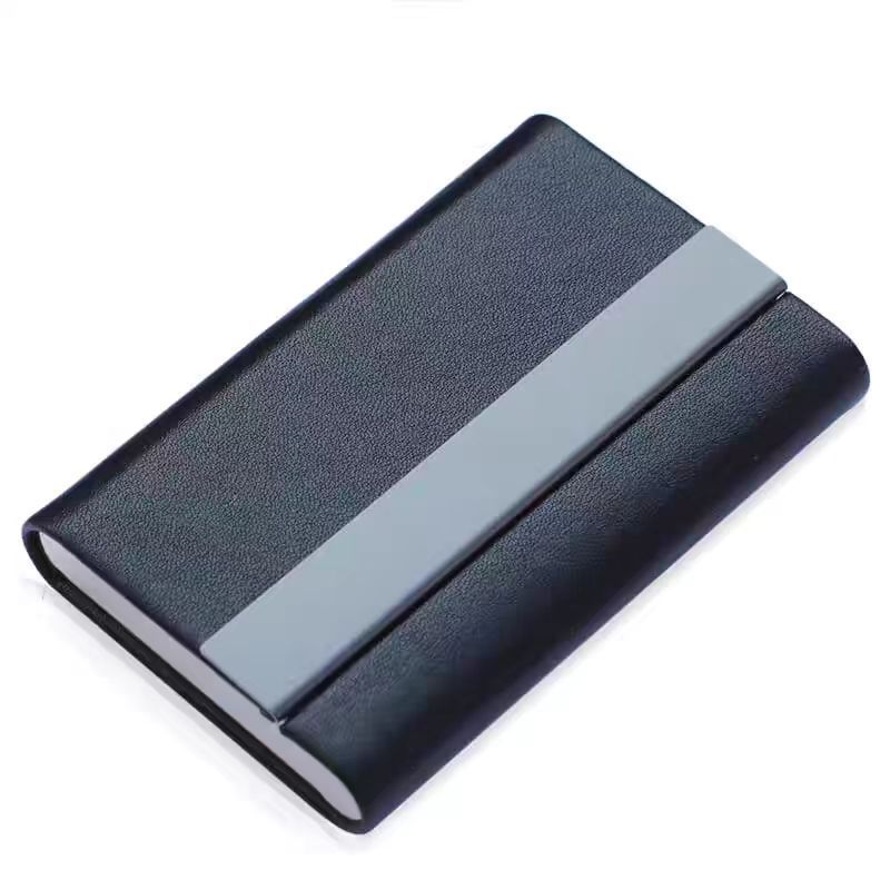 (Genuine Leather) Titanium Black Metal Business Card Case Men's Business Card Holder Business Creative Business Card Case Bank Card Bag