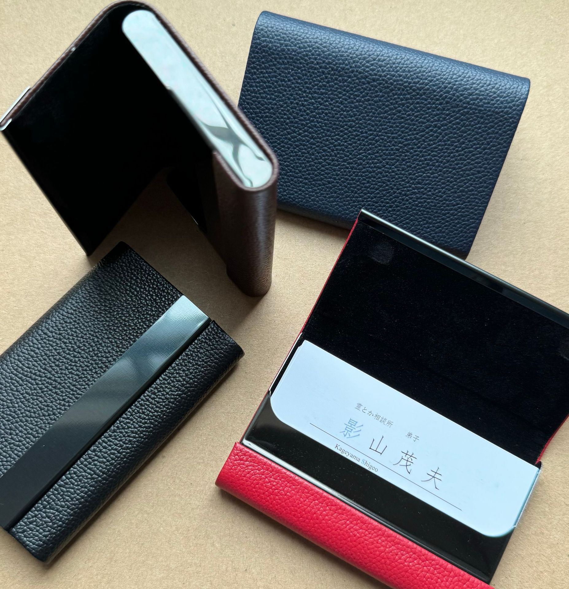 (Genuine Leather) Titanium Black Metal Business Card Case Men's Business Card Holder Business Creative Business Card Case Bank Card Bag