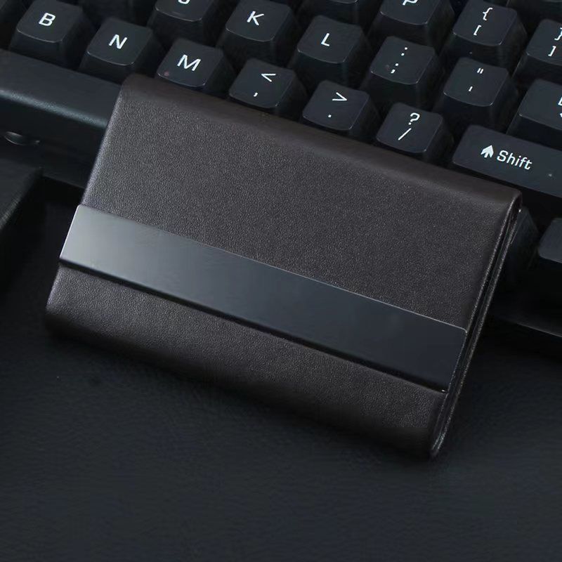 [Microfiber Simulation Leather] Titanium Black Business Card Case Creative Fashion Business Card Case Carry Name