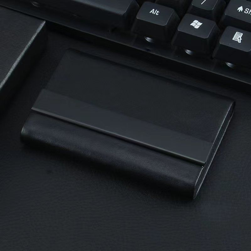 [Microfiber Simulation Leather] Titanium Black Business Card Case Creative Fashion Business Card Case Carry Name