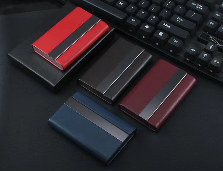 [Microfiber Simulation Leather] Titanium Black Business Card Case Creative Fashion Business Card Case Carry Name